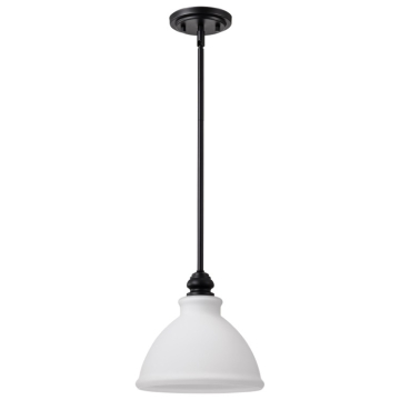 SATCO|NUVO Russel Mini Pendant - Matte Black - Satin White Glass Shade