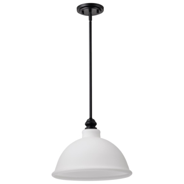 SATCO|NUVO RUSSEL PENDANT - 14" - Matte Black - Satin White Glass Shade