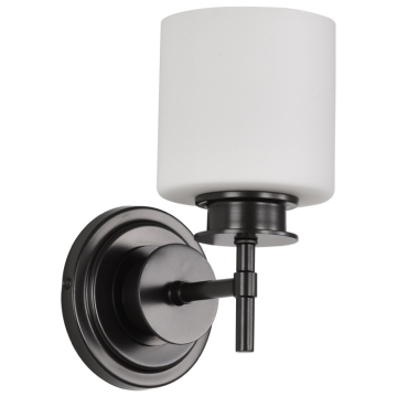 SATCO|NUVO Warren 1-Light Vanity Fixture - Gun Metal / Satin White Glass