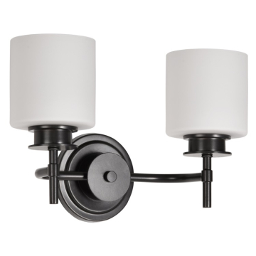 SATCO|NUVO Warren 2-Light Vanity Fixture - 15" - Gun Metal / Satin White Glass