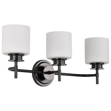 SATCO|NUVO Warren 3-Light Vanity Fixture - 24" - Gun Metal / Satin White Glass