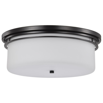 SATCO|NUVO Warren 2-Light Flush Mount - 15" - Gun Metal / Satin White Glass