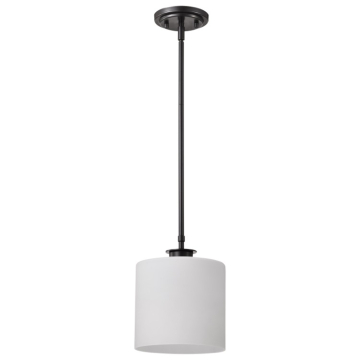 SATCO|NUVO WARREN PENDANT - 8" - Gun Metal - Satin White Glass Shade