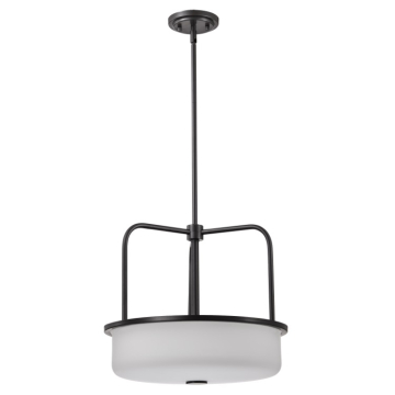 SATCO|NUVO WARREN PENDANT - 17" - Gun Metal - Satin White Glass Shade