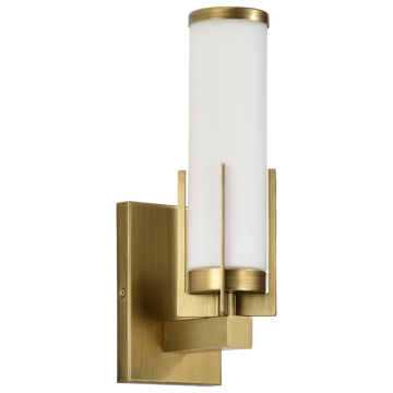 SATCO|NUVO Roselle 1-Light Vanity Fixture - Natural Brass / White Glass