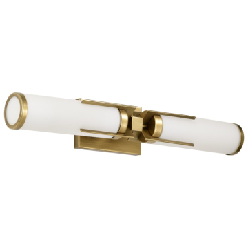 SATCO|NUVO Roselle 2-Light Vanity Fixture - 24" - Natural Brass / White Glass