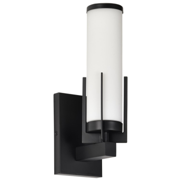 SATCO|NUVO Roselle 1-Light Vanity Fixture - Matte Black / White Glass