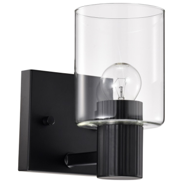 SATCO|NUVO Clarksville 1-Light Vanity Fixture - Matte Black / Clear Glass