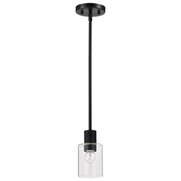 SATCO|NUVO Clarksville Mini Pendant - Matte Black - Clear Glass Shade