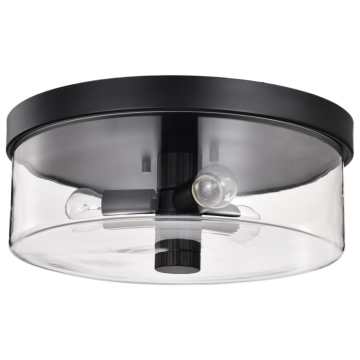 SATCO|NUVO Clarksville 3-Light Flush Mount - 15" - Matte Black / Clear Glass