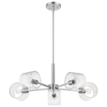SATCO|NUVO Marlowe 5-Light Chandelier - Polished Nickel - Clear Glass Shade