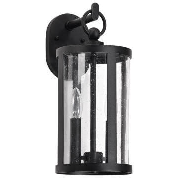 SATCO|NUVO Broadstone 2-Light Large Outdoor Wall Lantern - Matte Black / Clear Seeded Glass