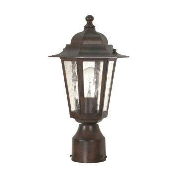 SATCO|NUVO Central Park 1-Light Post Top Lantern - 14" - Old Bronze / Clear Beveled Glass