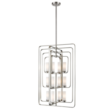 Z-Lite Aideen 12-Light Chandelier - 120V - Brushed Nickel / Matte Opal