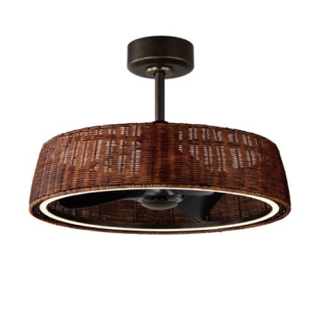 Maxim Lighting Tulum 28" Wifi-Enabled LED Fandelight - CCT Tunable - 120V - Rattan / Dark Bronze