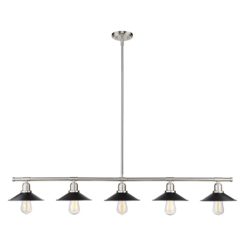 Z-Lite Casa 51.5" 5-Light Linear Chandelier - 120V - Brushed Nickel / Matte Black