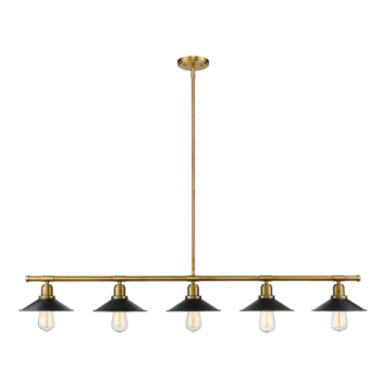 Z-Lite Casa 51.5" 5-Light Linear Chandelier - 120V - Factory Brass / Matte Black