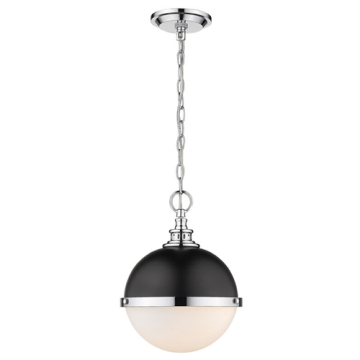 Z-Lite Peyton 12" 2-Light Pendant - 120V - Matte Black / Chrome