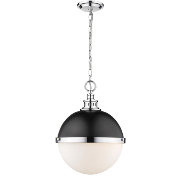 Z-Lite Peyton 15" 2-Light Pendant - 120V - Matte Black / Chrome