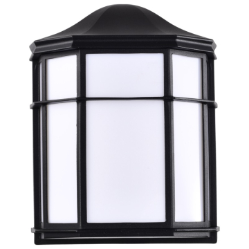 SATCO|NUVO LED Cage Lantern Fixture - 3000K - Black / White Linen Acrylic