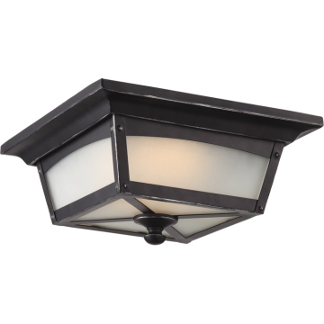 SATCO|NUVO Essex LED Outdoor Flush Mount - 3000K - 120V - Sterling Black / Etched Glass