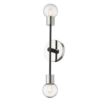 Z-Lite Neutra 2-Light Wall Sconce - 120V - Matte Black / Polished Nickel