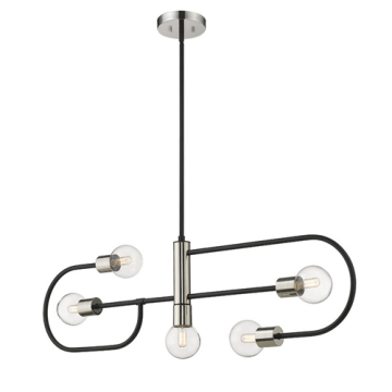 Z-Lite Neutra 5-Light Linear Chandelier - 120V - Matte Black / Polished Nickel