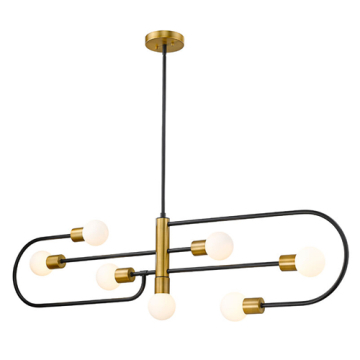 Z-Lite Neutra 7-Light Linear Chandelier - 120V - Matte Black / Foundry Brass