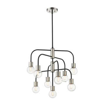 Z-Lite Neutra 9-Light Chandelier - 120V - Matte Black / Polished Nickel