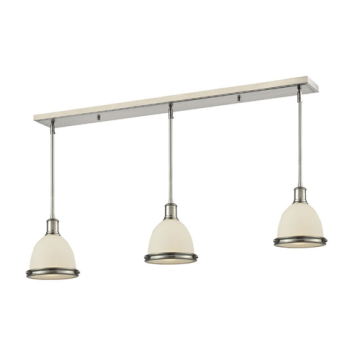 Z-Lite Mason 8" 3-Light Linear Chandelier - 120V - Brushed Nickel / Matte Opal