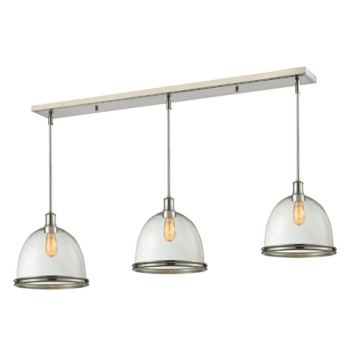 Z-Lite Mason 13" 3-Light Linear Chandelier - 120V - Brushed Nickel / Clear Seedy