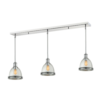 Z-Lite Mason 8" 3-Light Linear Chandelier - 120V - Chrome / Clear Seedy