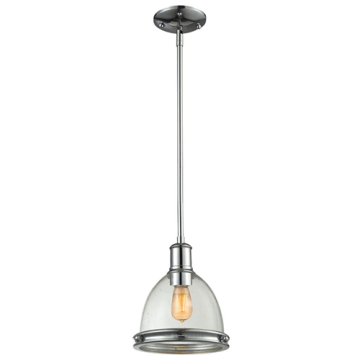 Z-Lite Mason 8" 1-Light Pendant - 120V - Chrome / Clear Seedy 
