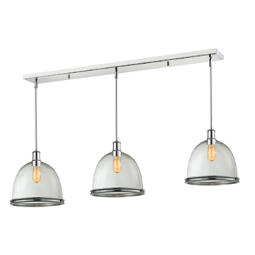 Z-Lite Mason 13" 3-Light Linear Chandelier - 120V - Chrome / Clear Seedy