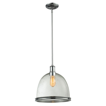 Z-Lite Mason 13" 1-Light Pendant - 120V - Chrome / Clear Seedy 
