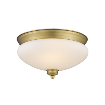 Z-Lite Amon 2-Light Flush Mount - 120V - Heritage Brass / Matte Opal