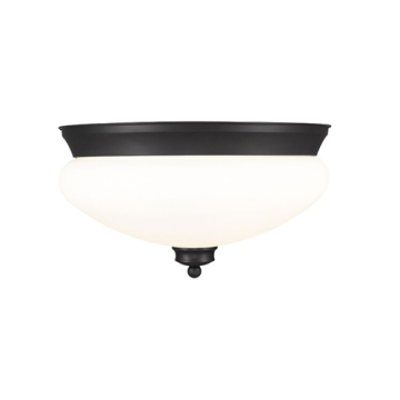 Z-Lite Amon 2-Light Flush Mount - 120V - Matte Black / Matte Opal