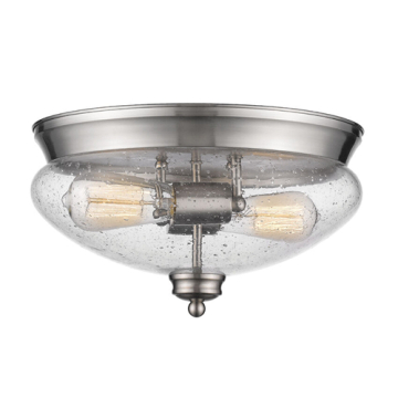 Z-Lite Amon 2-Light Flush Mount - 120V - Brushed Nickel / Clear Seedy