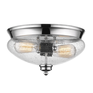 Z-Lite Amon 2-Light Flush Mount - 120V - Chrome / Clear Seedy