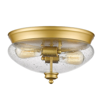 Z-Lite Amon 2-Light Flush Mount - 120V - Satin Gold / Clear Seedy