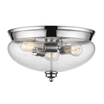 Z-Lite Amon 3-Light Flush Mount - 120V - Chrome / Clear Seedy