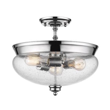 Z-Lite Amon 3-Light Semi-Flush Mount - 120V - Chrome / Clear Seedy