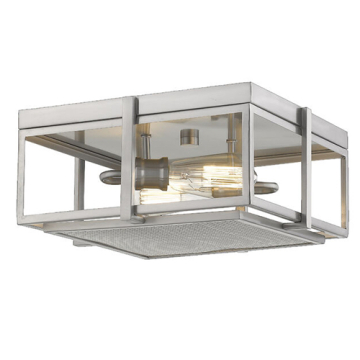 Z-Lite Halcyon 2-Light Square Flush Mount - 120V - Brushed Nickel
