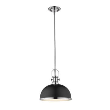 Z-Lite Melange 13" 1-Light Pendant - 120V - Matte Black / Chrome