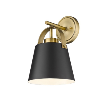Z-Lite Z-Studio 8" 1-Light Wall Sconce - 120V - Matte Black / Heritage Brass
