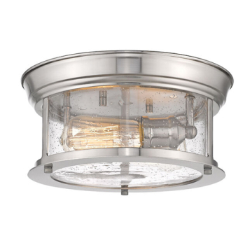 Z-Lite Sonna 11" 2-Light Flush Mount - 120V - Brushed Nickel / Clear Seedy