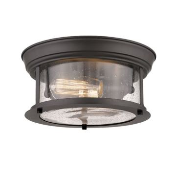 Z-Lite Sonna 11" 2-Light Flush Mount - 120V - Bronze / Clear Seedy