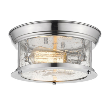 Z-Lite Sonna 11" 2-Light Flush Mount - 120V - Chrome / Clear Seedy