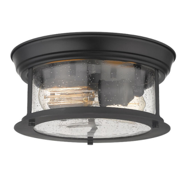 Z-Lite Sonna 11" 2-Light Flush Mount - 120V - Matte Black / Clear Seedy