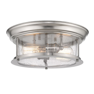 Z-Lite Sonna 14" 2-Light Flush Mount - 120V - Brushed Nickel / Clear Seedy
